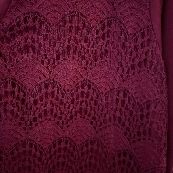 Siren Lily Women's Crochet Knit Pullover Top‎ Burgundy Size 1X - Picture 3 of 5